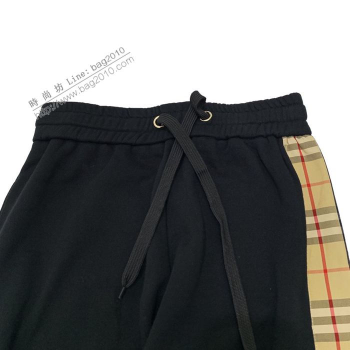 Burberry男裝 巴寶莉新款側邊壓膠LOGO格紋長褲 Burberry休閒褲  ydi3277